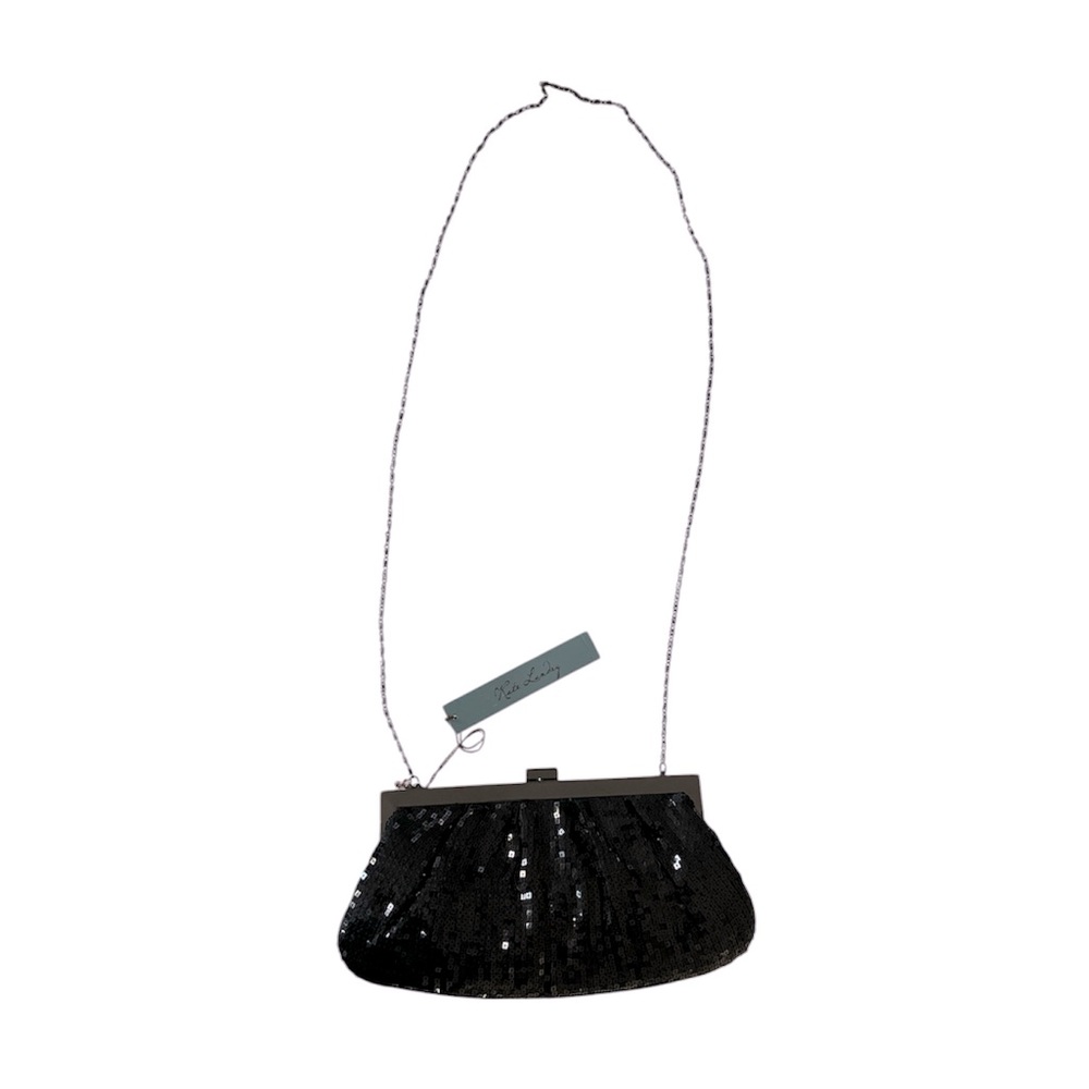 Kate Landry black sequin clutch with chain